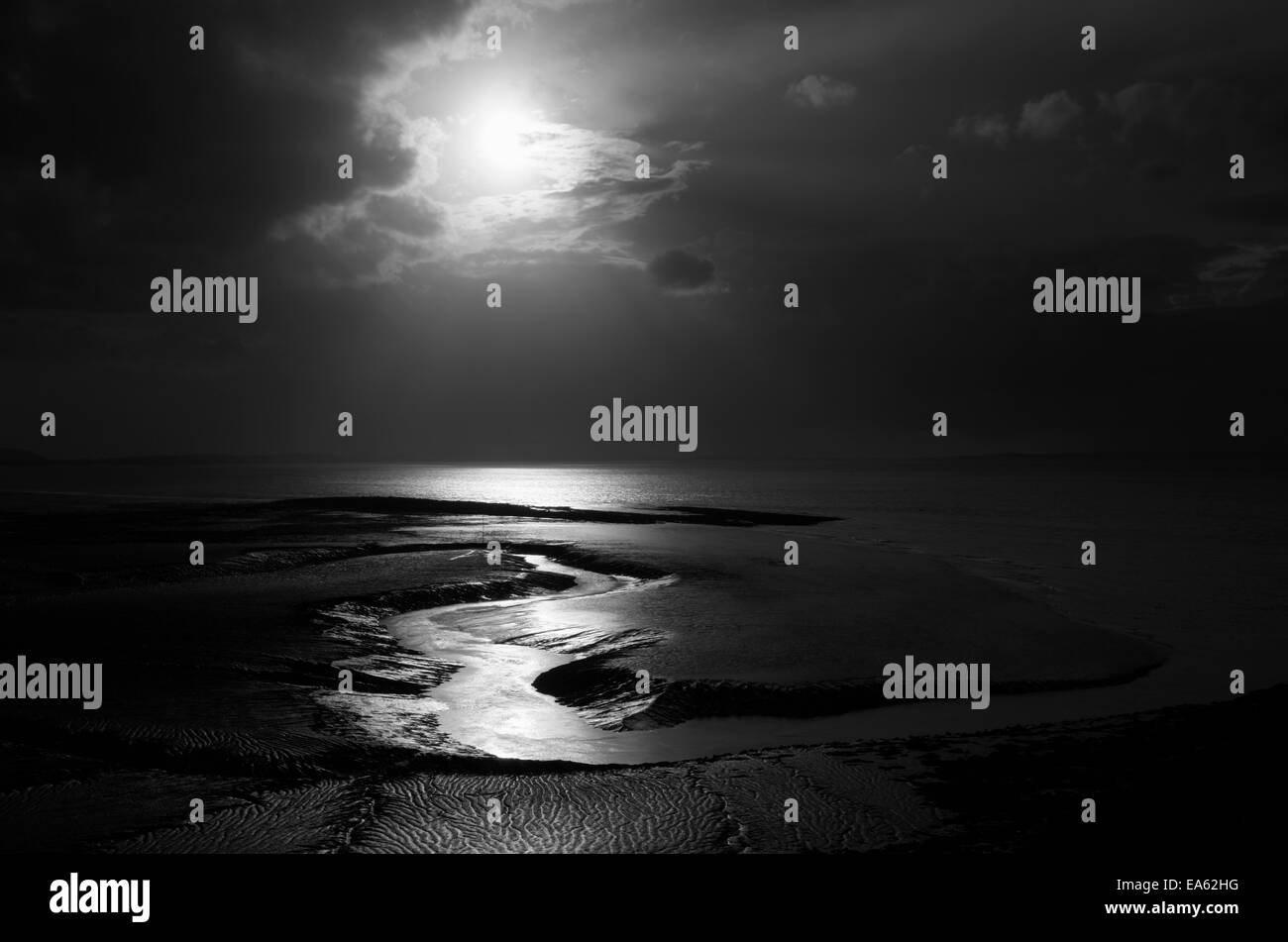 Die Blind Yeo River Mäandern durch Wattenmeer in Clevedon Pille. North Somerset. VEREINIGTES KÖNIGREICH. Stockfoto