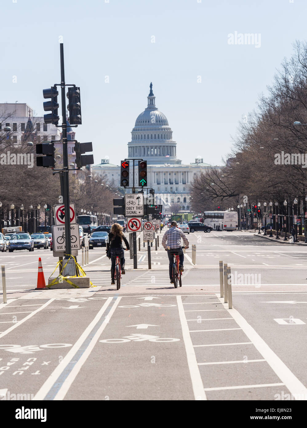 Radfahrer, die pendeln in Washington DC Stockfoto