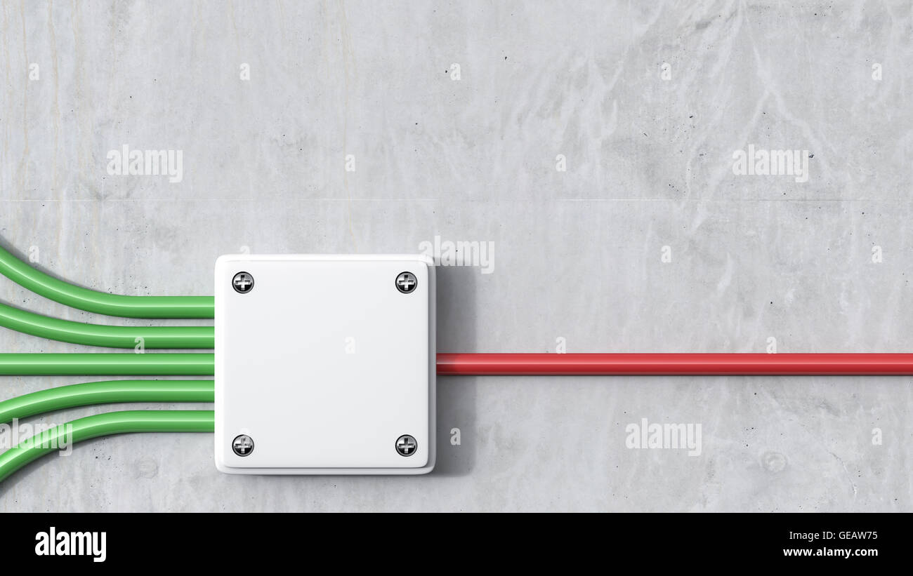 3D-Rendering, Energie, Verteiler, rot, grün Stockfoto
