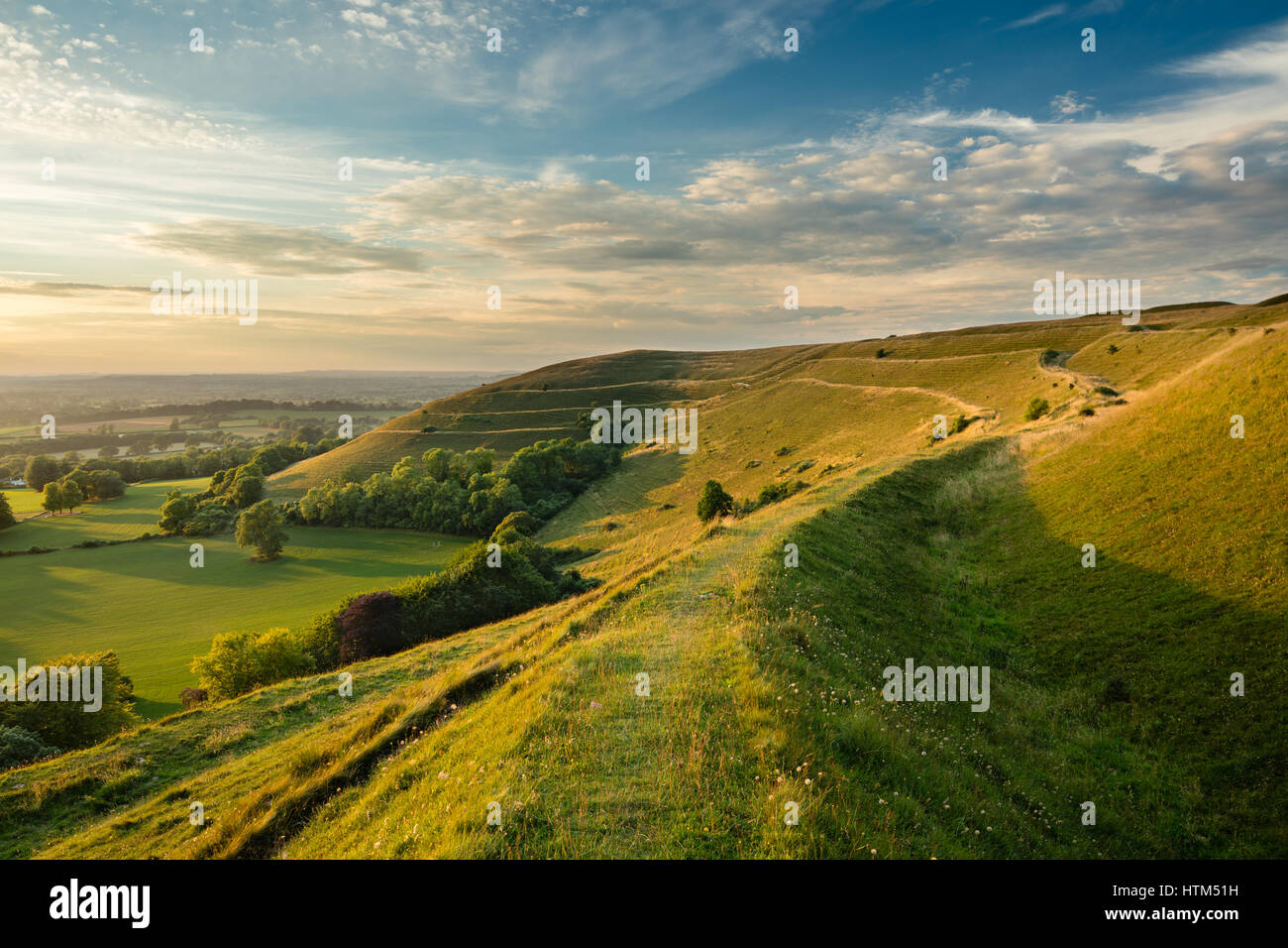 Die Stadtmauer von der Eisenzeit Wallburg Hambledon Hill, nr Blandford Forum, Dorset, England, UK Stockfoto