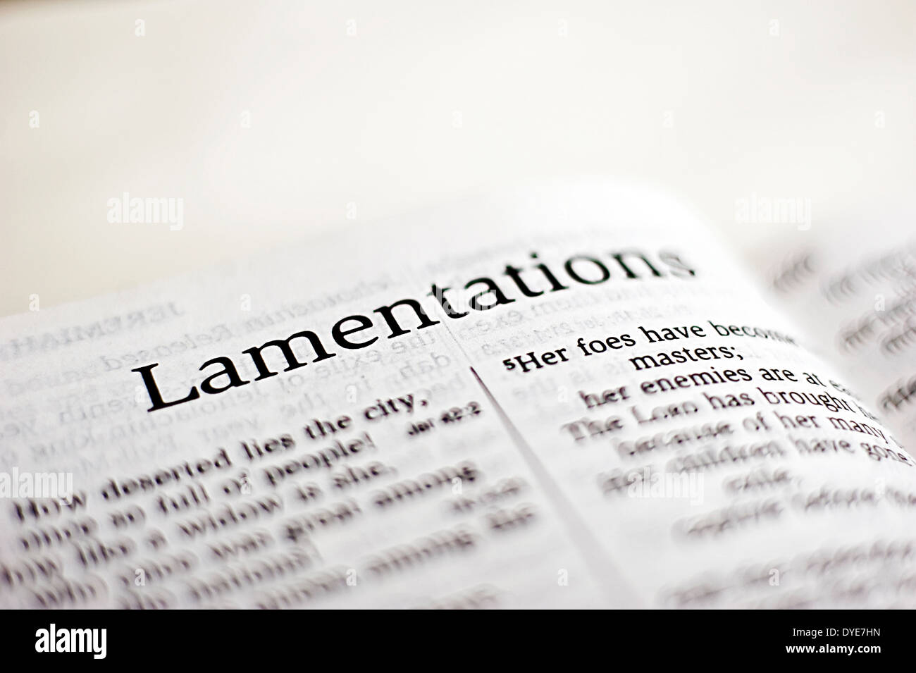 Lamentations, livre de la Bible. Banque D'Images