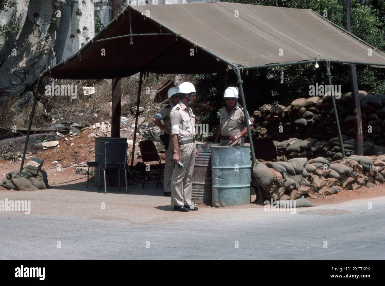 Guerra libanese 1982 Beirut / Lebeanonwar 82 - Paracadutisti francesi multinazionali Peace Keeping Force Foto Stock