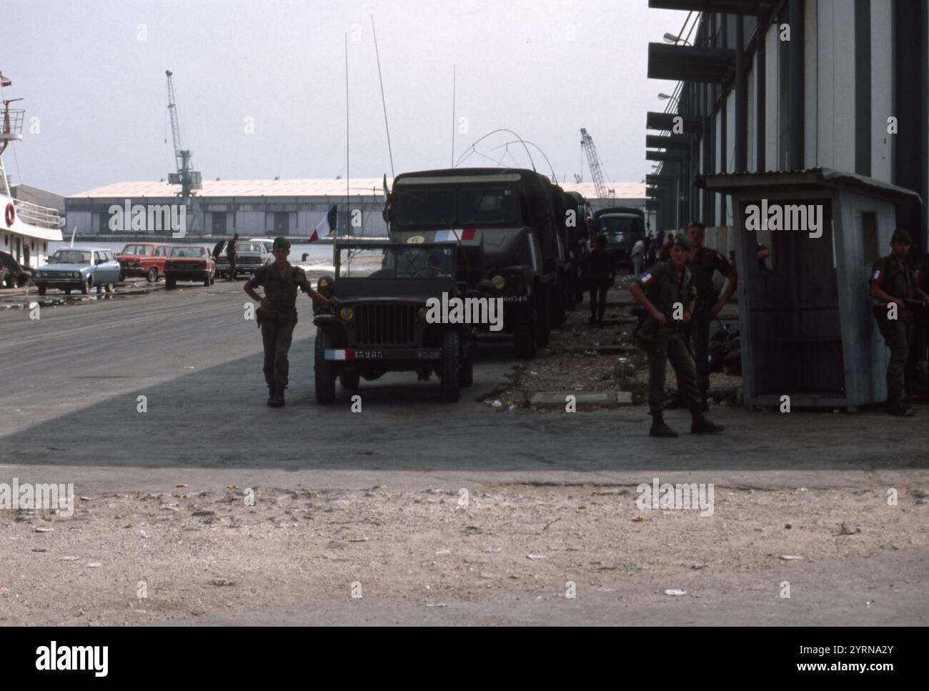 Guerra libanese 1982 Beirut / Lebeanonwar 82 - Paracadutisti francesi multinazionali Peace Keeping Force Foto Stock