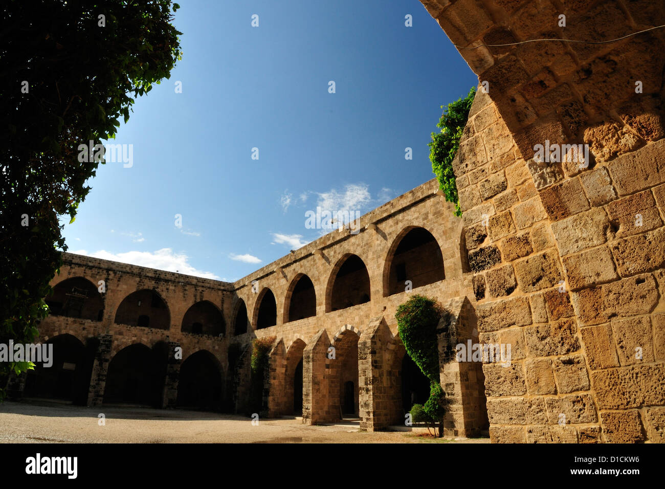 Khan el Franj, "Caravanserai del francese, Sida, Sidone Sud del Libano Foto Stock