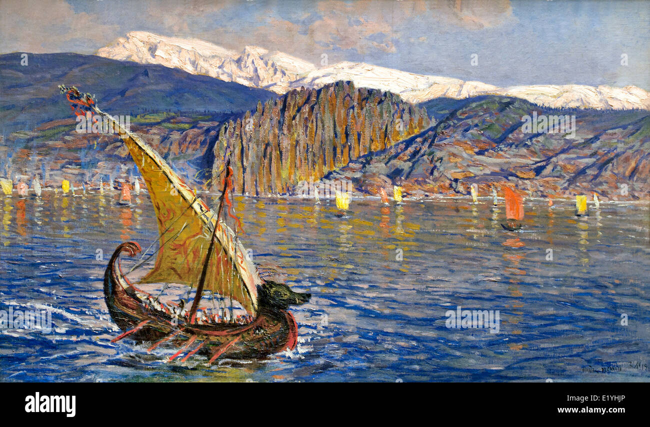 Il Libano dal mare 1909 Antonio Munoz Degrain (Valencia 1840 1924 Malaga) Spagna - Spagnolo Foto Stock