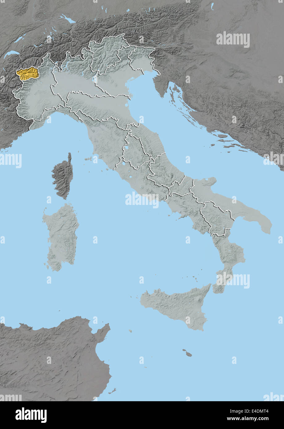 Regione Autonoma Valle d'Aosta, Italia, mappa di sfiato Foto Stock