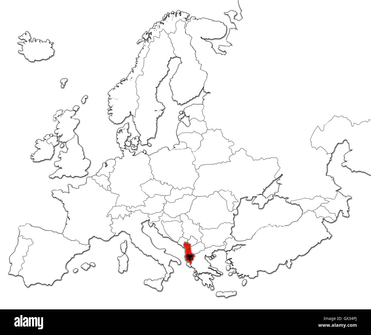 Mappa di Albania Foto stock - Alamy