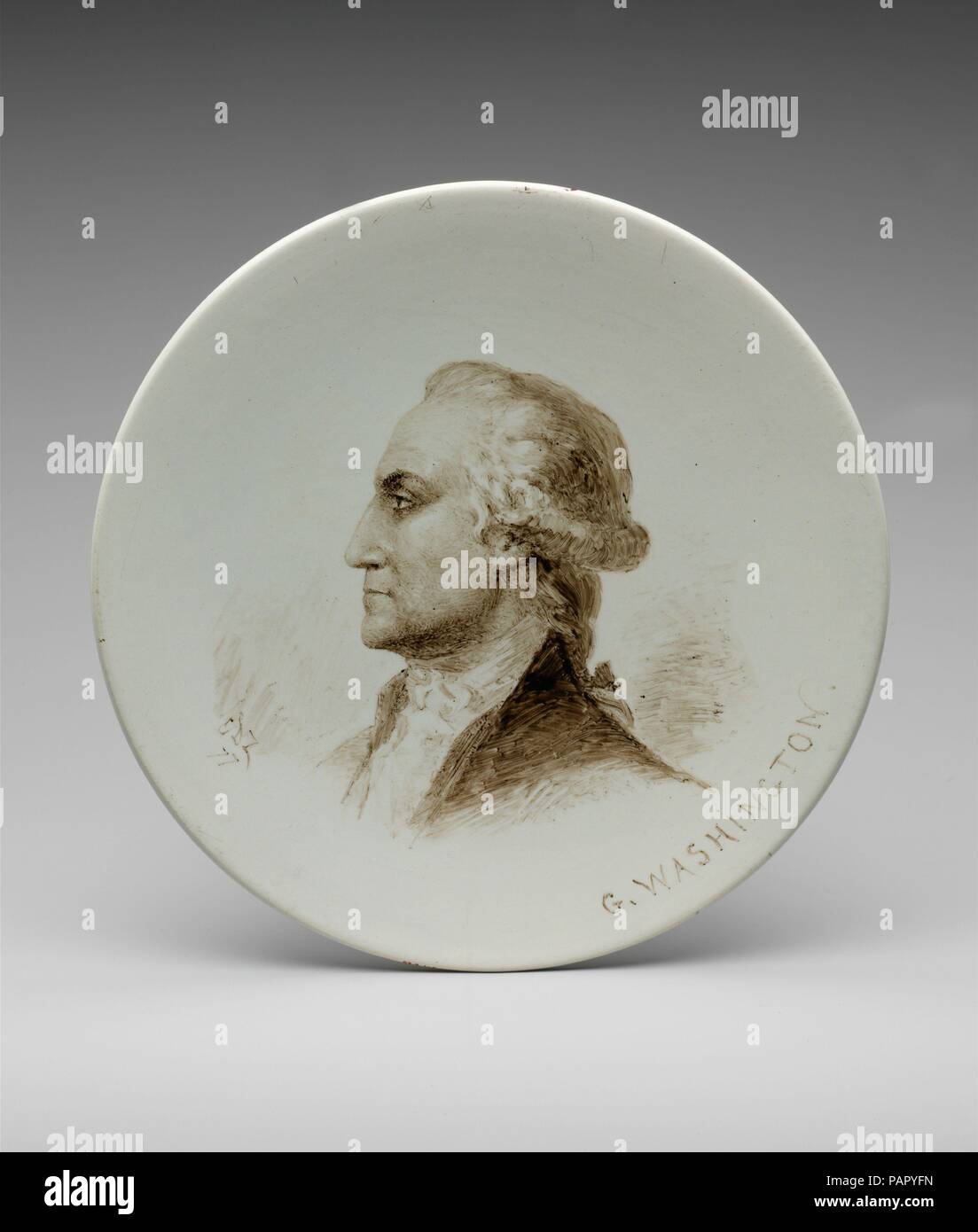 George Washington. Artista: Dopo John Trumbull (American, Libano, Connecticut 1756-1843 New York). Cultura: francese. Dimensioni: diam. 8 3/4 in. (22,2 cm). Maker: Emile Dupont-Zipcy (1822-1885). Data: 1840-83. Museo: Metropolitan Museum of Art di New York, Stati Uniti d'America. Foto Stock