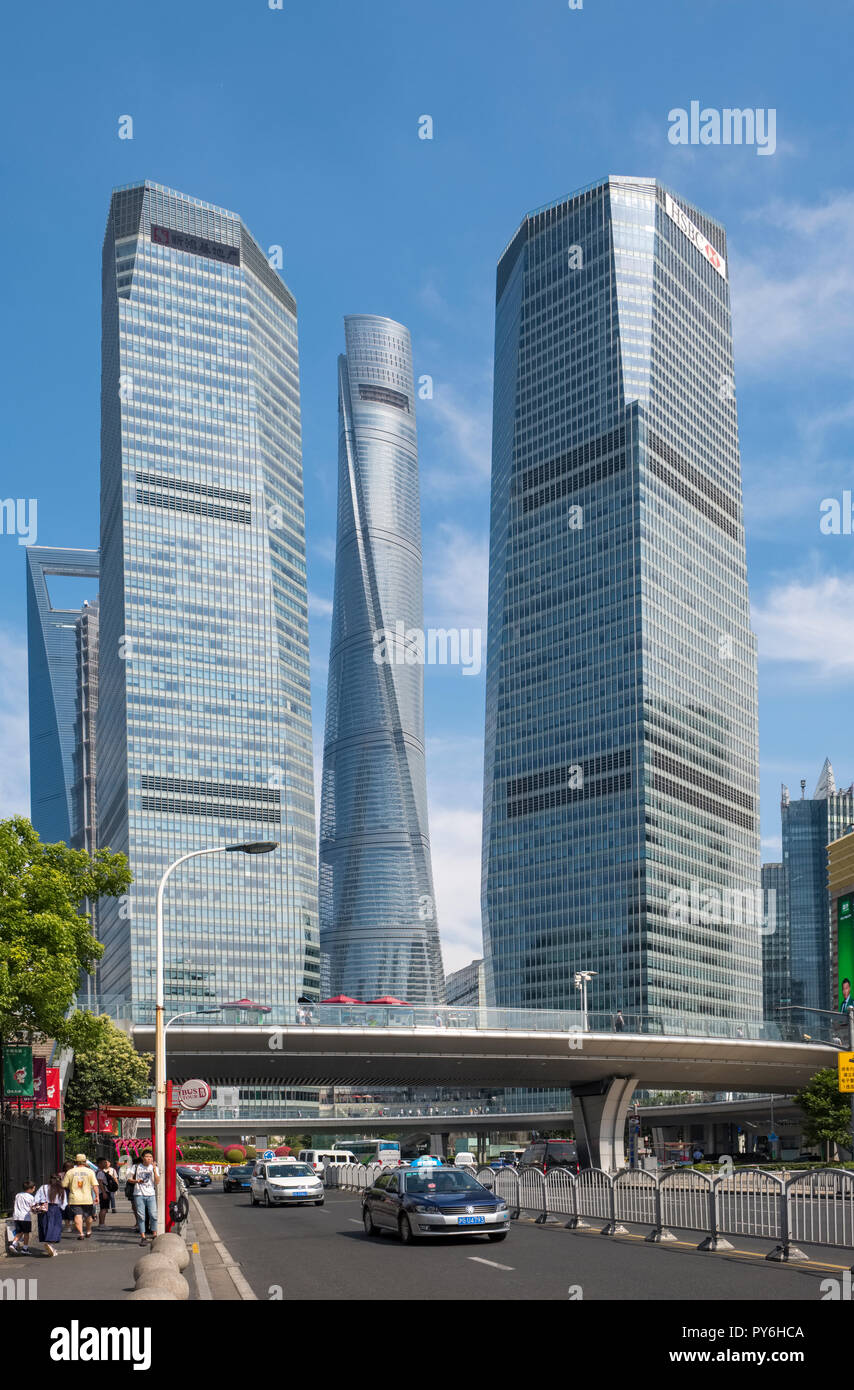 Gli edifici di nuova costruzione nel distretto di Pudong di Shanghai, Cina e Asia Foto Stock