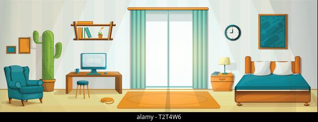 Interior room concept background. Cartoon illustration of interior room  vector concept background for web design Stock Vector Image & Art - Alamy