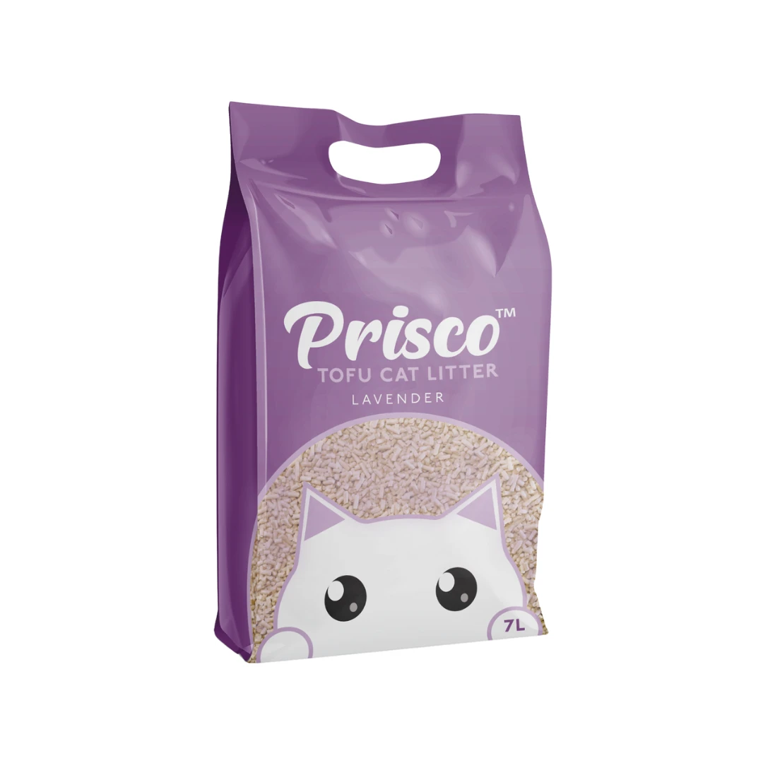 Prisco Tofu Cat Litter - 6 Packs in One Carton - 2.8KG (7L)*6 - 4 Scents - 48*30*23 cm Lavender