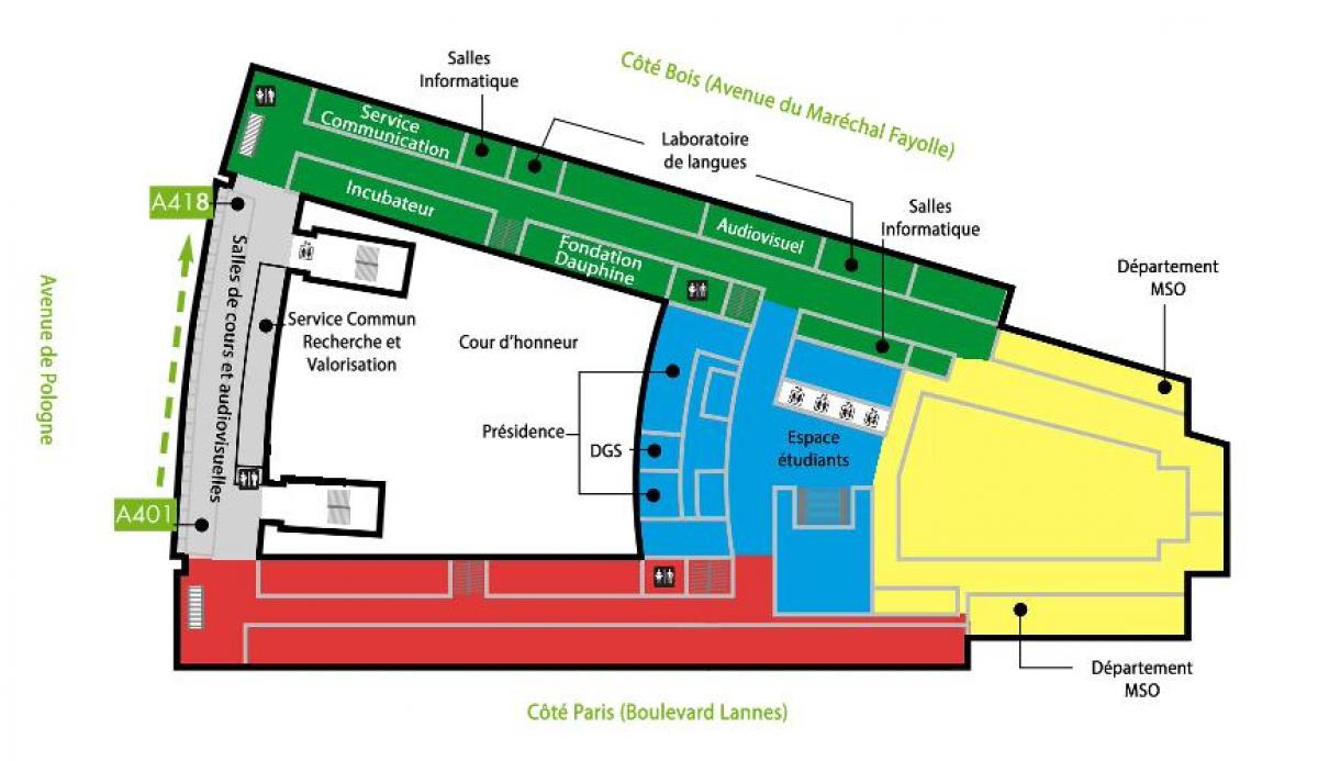 Mapa de la Universitat Dauphine - planta 4