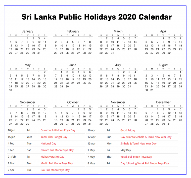 2024 Calendar With Holidays In Sri Lanka - Alisha Merrilee