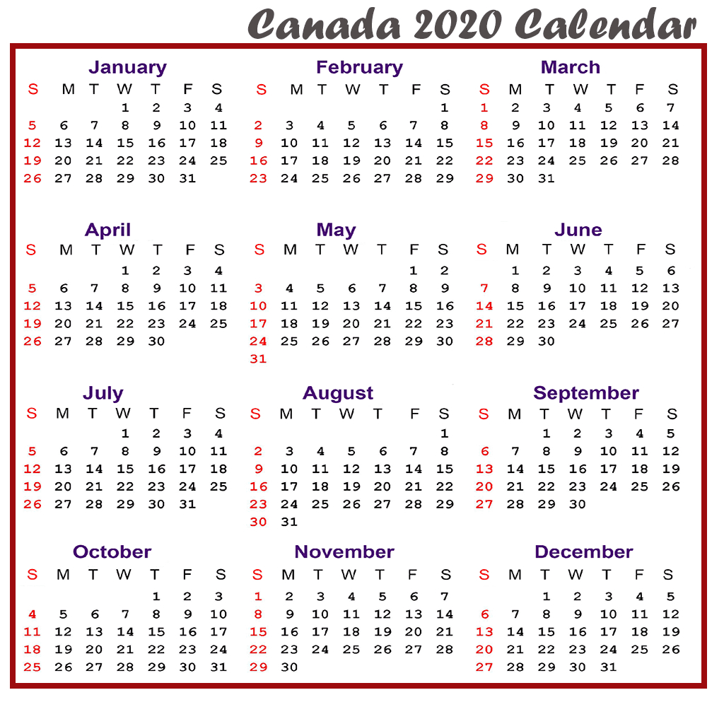 Take Printable Canadian Calendar With Holidays | Calendar Printables ...