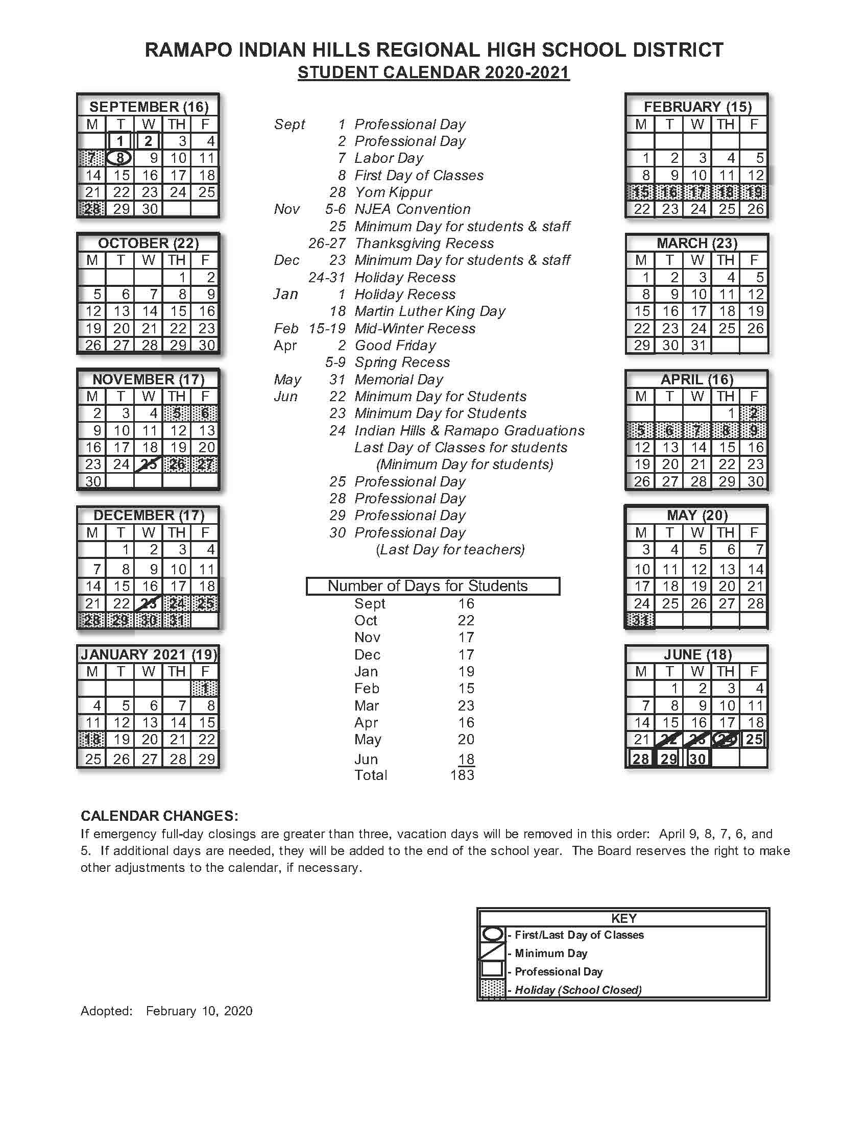 20-21 Student Calendar - Rihrhsd