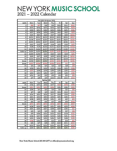 Calendar | New York Music School