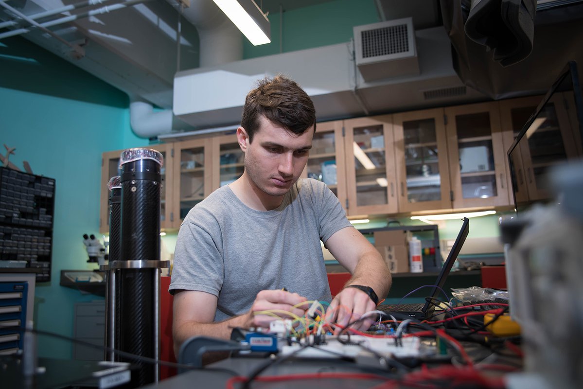 student working in lab