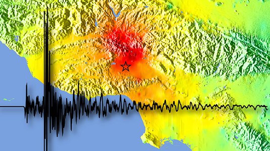 seismograph image on map