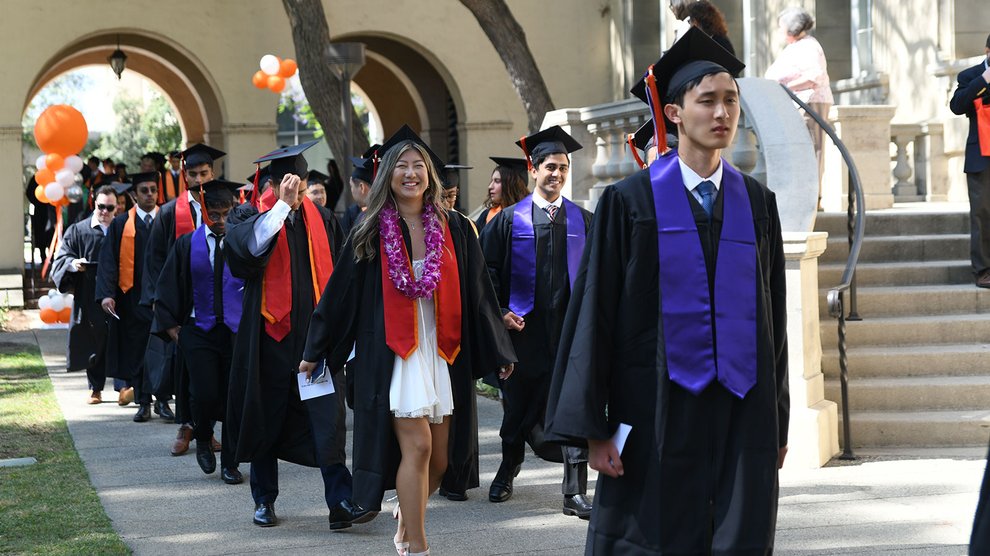 Undergraduates process in at the beginning of the Commencement ceremony.