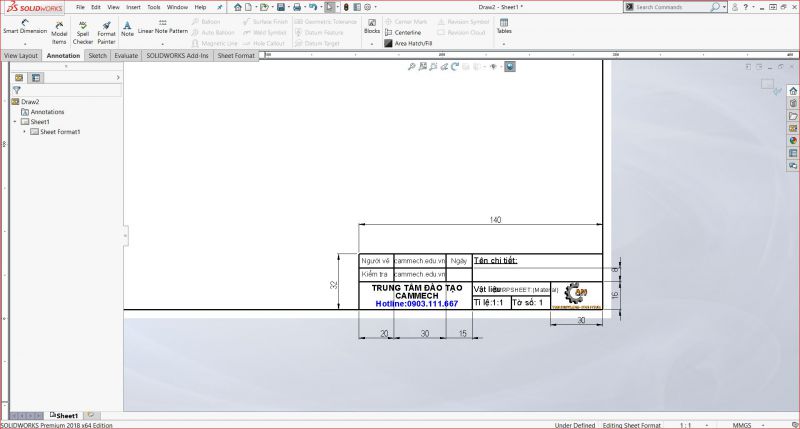 Hướng dẫn tạo khung bản vẽ trong Solidworks cho các kỹ sư