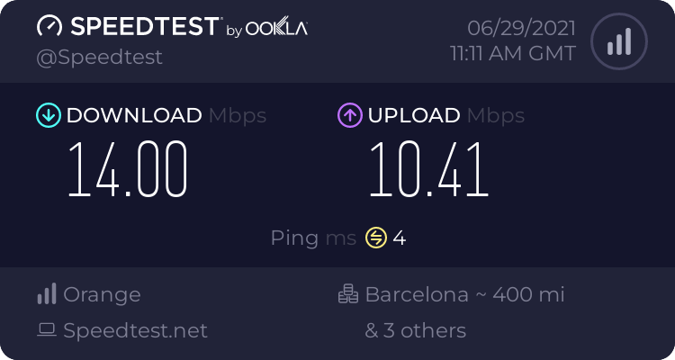 Speedtest result