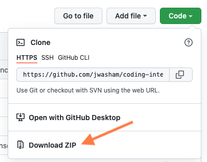 How to download the repo as a zip file