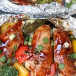 Teriyaki chicken in foil packets.