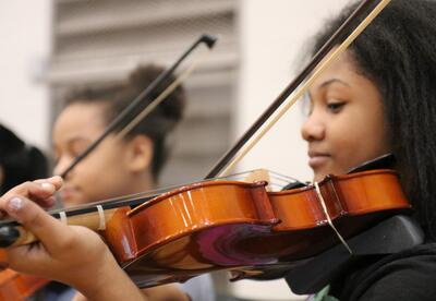 Student plays violin