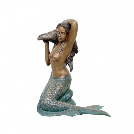 Bronze Mermaid Fountain Statue Garden Maiden Water Feature