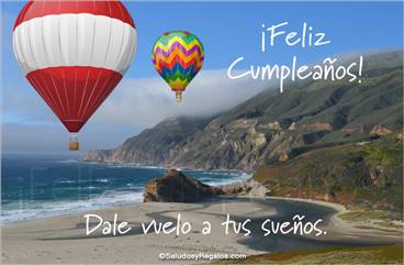 Feliz cumpleaños con paisaje y globos