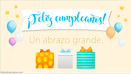 Tarjeta con regalos de cumpleaños