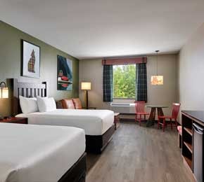 Photo of 2 queen sized beds in a standard suite