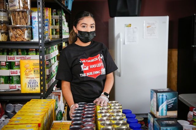 Woman helping in food pantry