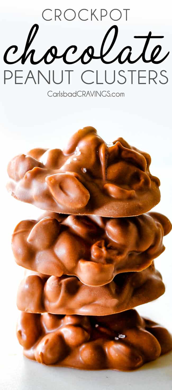 FOOL PROOF Crockpot Chocolate Peanut Clusters are not only crazy delicious but are SO easy!  They make the best make ahead, stress free gifts!  This post also includes tips and tricks to make them successful every time!