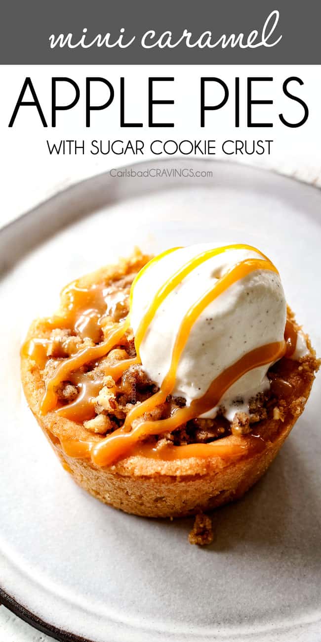 up close of kraft caramel apple pie with vanilla ice cream