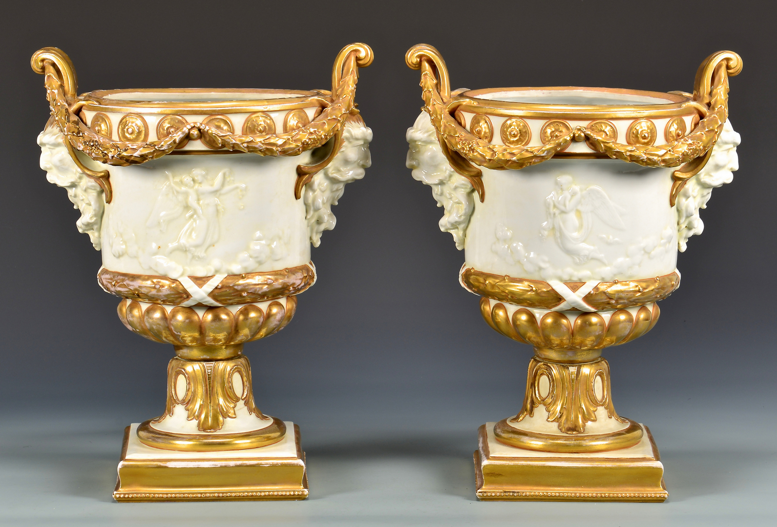 Lot 604: Large Pair Naples Porcelain Covered Urns | Case Auctions