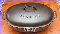 GRISWOLD CAST IRON # 5 OVAL ROASTER WITH LID AND TRIVET