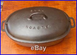 GRISWOLD CAST IRON # 5 OVAL ROASTER WITH LID AND TRIVET