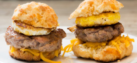 Cheddar Carbquik Biscuit Breakfast Sandwich