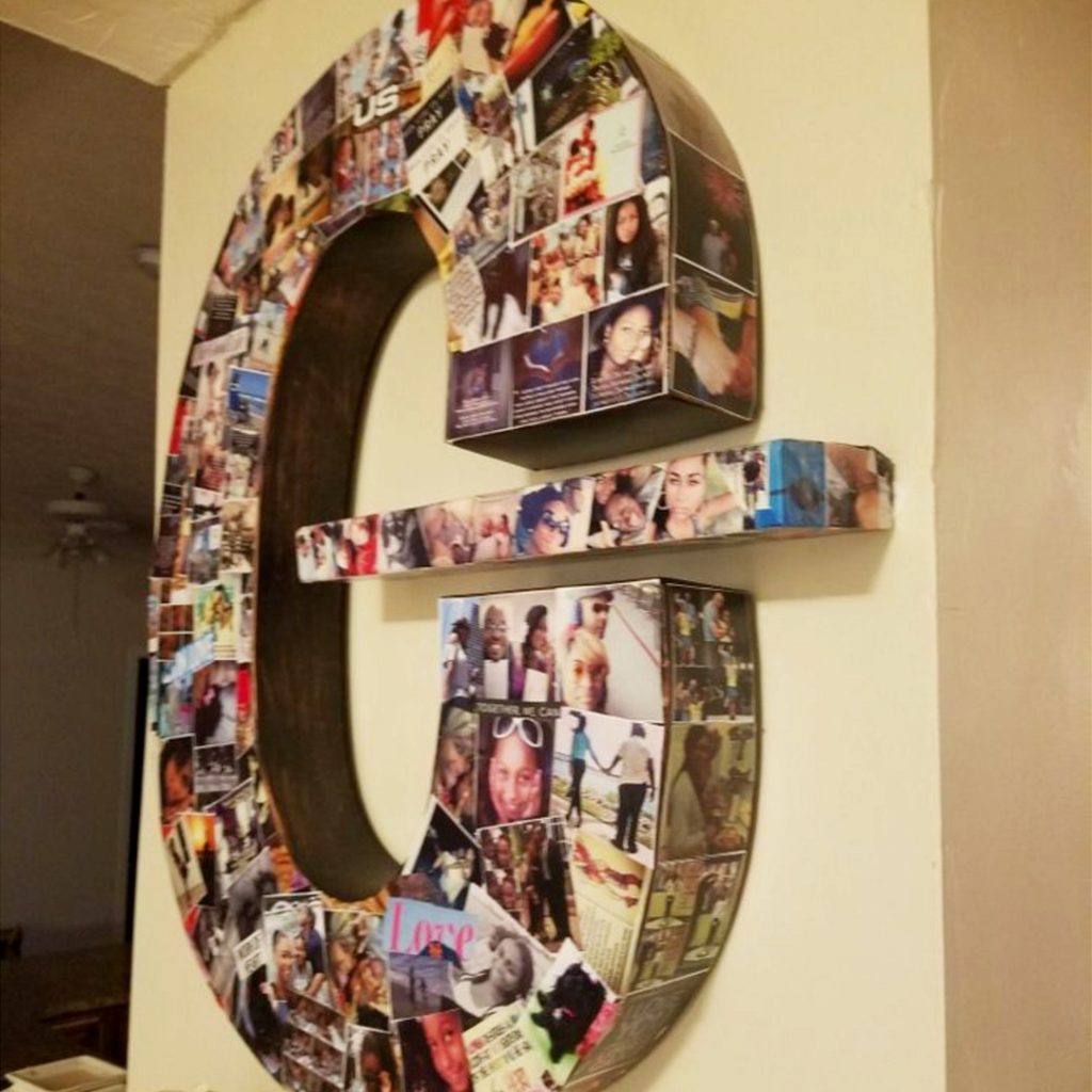 DIY Letter Picture Collages Ideas and video tutorial instructions showing how to make a letter photo collage