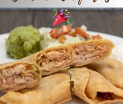 Air fryer chicken taquitos recipe. Yummy Mexican taquitos cooked in an air fryer. #airfryer #taquitos #dinner #mexican #chicken