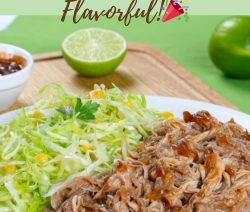 Slow cooker honey pulled pork recipe. Juicy pulled pork loin cooked in a slow cooker and served with coleslaw corn salad. #slowcooker #crockpot #dinner #pork #homemade #yummy