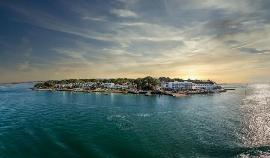 Sandanks in Dorset viewed from the ferry to France