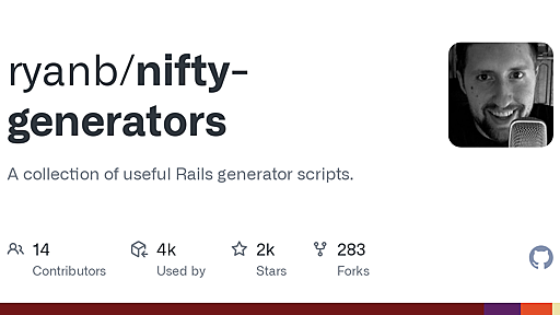 GitHub - ryanb/nifty-generators: A collection of useful Rails generator scripts.