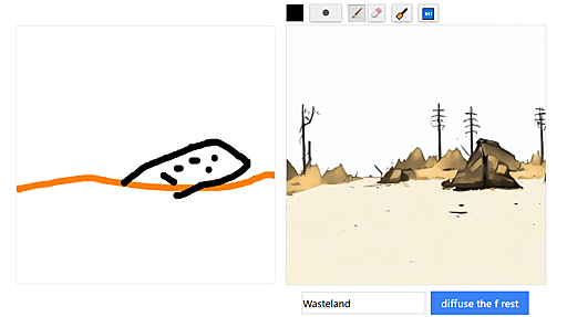 簡単なお絵かきとキーワードだけで思い通りの写真やイラストを自動生成する「img2img」モードを「Stable Diffusion」で誰でも試してみることができるサイト