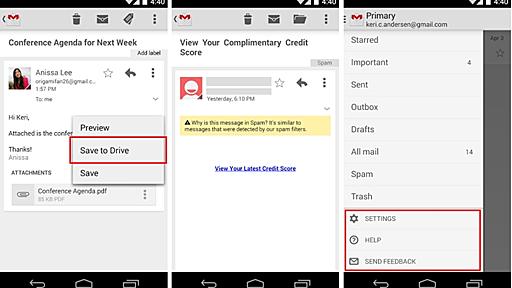 Android版Gmail、添付ファイルのGoogleドライブへの保存が可能に