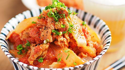 豚こまをトマト缶とみそで煮てうま味アンドうま味「トマトみそ豚丼」をフライパンで作る【筋肉料理人】 - メシ通 | ホットペッパーグルメ