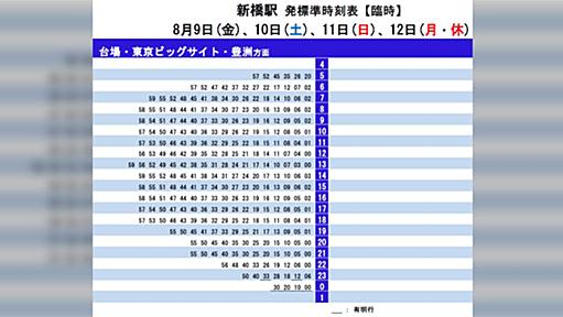 「戦時中か何か？」8/9から開催するコミケに向けてゆりかもめの臨時ダイヤが本気を出してきた #C96