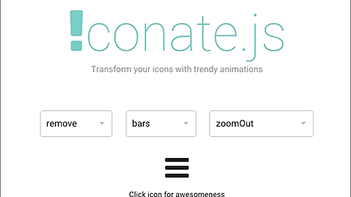 [JS]変形アニメーションがかっこいい！アイコンをクリック・タップすると別のアイコンに変えるスクリプト -iconate.js