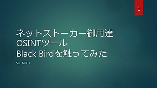 ネットストーカー御用達OSINTツールBlackBirdを触ってみた.pptx